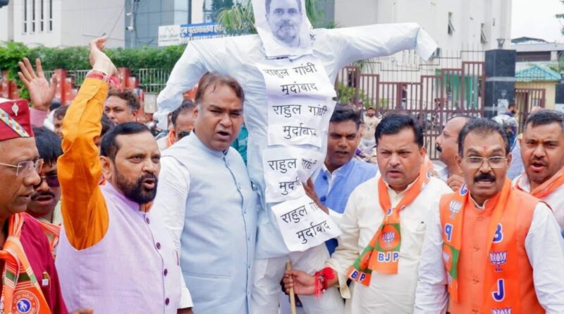 भाजपा एससी मोर्चा ने प्रदेशभर में राहुल गांधी का पुतला दहन कर किया प्रदर्शन